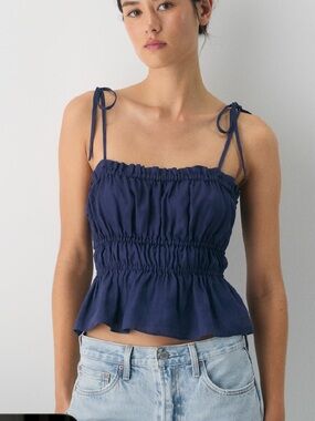 Regency Linen Camisole in Harbour Navy